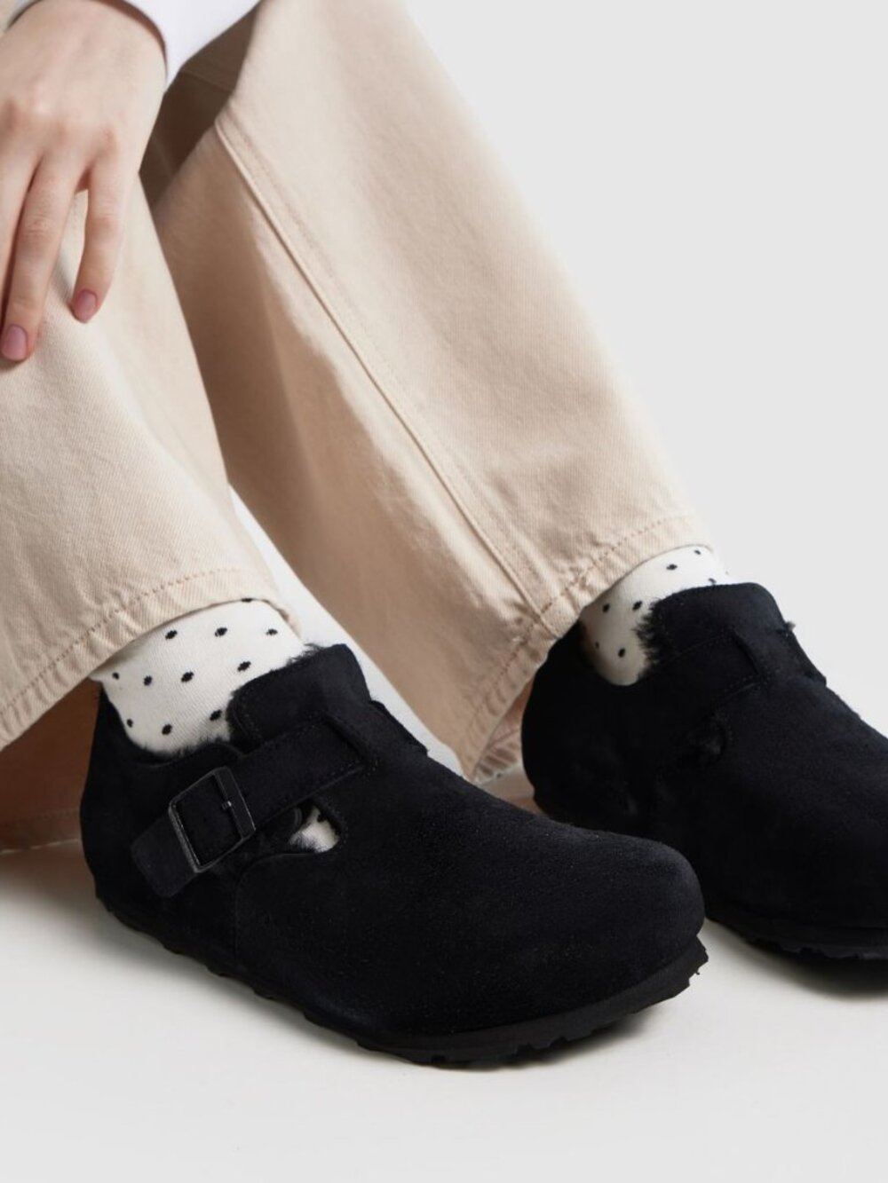 Birkenstock London Shearling Black Clogs